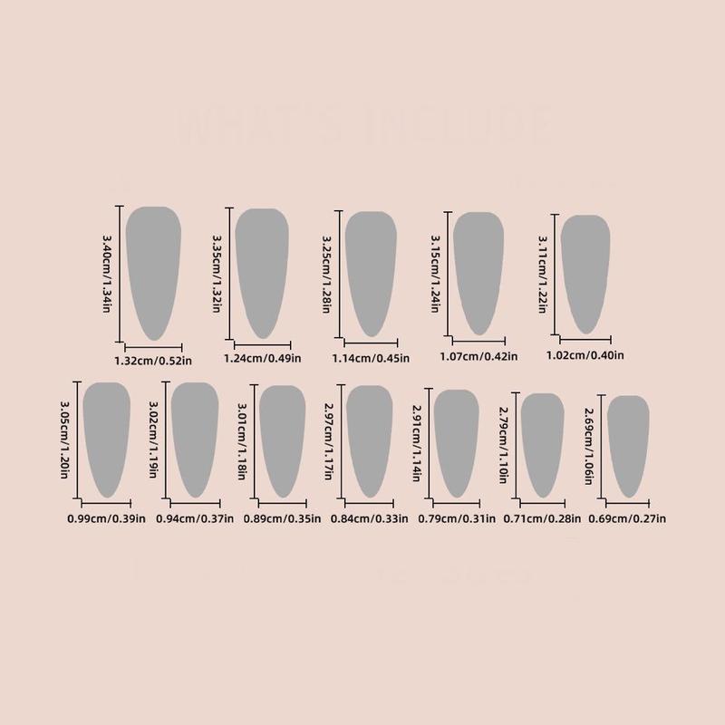 Almond Fake Nail, 24Pcs/Box Flower & Beads Decor Fashion Press on Nails for Women & Girls DIY Nail Art, Elegant Stick on Nails Kit