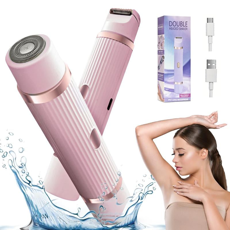 2-In-1 Women'S Electric Shaver - Wet & Dry Epilator for Eyebrows, Face, Legs & Underarms - Portable Bikini Trimmer - Rechargeable Cordless - Gentle & Effective Shave