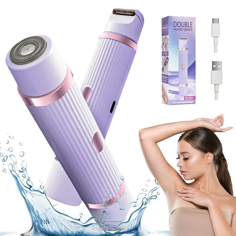2-In-1 Women'S Electric Shaver - Wet & Dry Epilator for Eyebrows, Face, Legs & Underarms - Portable Bikini Trimmer - Rechargeable Cordless - Gentle & Effective Shave